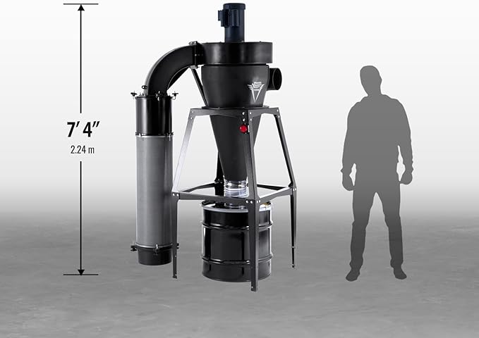 Oneida Air Systems 3HP V-System 3000 35 Gal. HEPA-GFM Freestanding Cyclone Dust Collector
