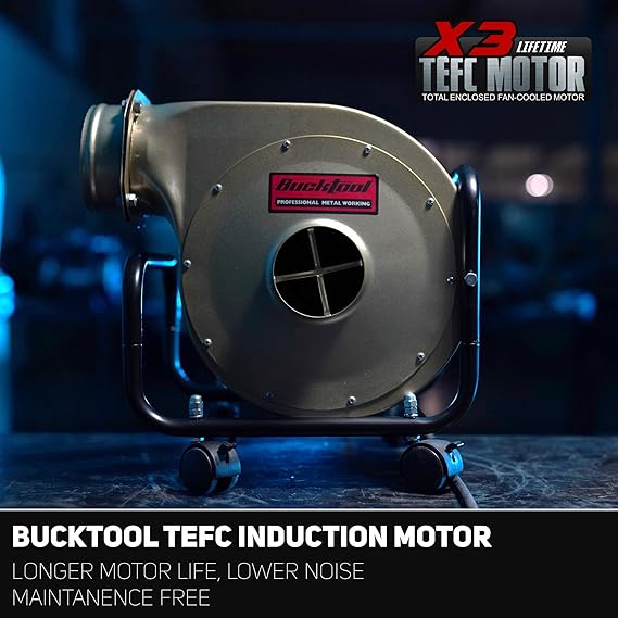 BUCKTOOL 1HP 6.5AMP Wall-mount Dust Collector with Remote Control and 2-micron Dust Filter Bag 550CFM Air Flow DC30A-1