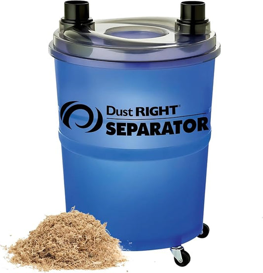 Dust Separator + 36” Flex-Form Hose - Cyclone Dust Collector Separates Sawdust, Wood Chips, Debris, and More – 10-Gallon Translucent Bucket - Dust Collectors for Woodworking for Shop Vacs